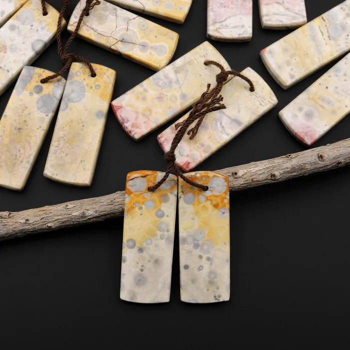 Natural Yellow Galaxy Jasper Earring Pair Flat Rectangle Cabochon Pair Drilled Matched Gemstone Beads A1 Intrinsic Trading Earrings Natural Yellow Galaxy Jasper Earring Pair Flat Rectangle Cabochon Pair Drilled Matched Gemstone Beads A1 Intrinsic Trading Earrings