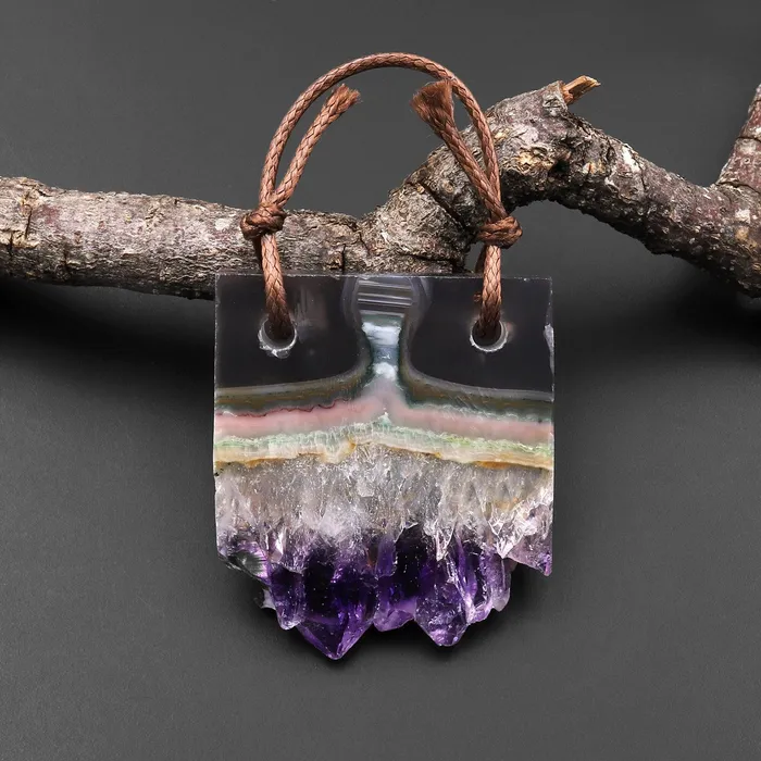 Necklaces Intrinsic Trading 2 Hole Pendant Natural Smoky Quartz White Purple Amethyst Stalactite Druzy Pendant Drilled Flat Slice Long Rectangle P0124 Necklaces Intrinsic Trading 2 Hole Pendant Natural Smoky Quartz White Purple Amethyst Stalactite Druzy Pendant Drilled Flat Slice Long Rectangle P0124