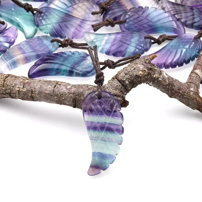Necklaces Intrinsic Trading AAA Hand Carved Natural Purple Green Fluorite Angel Wing Pendant Bead Drilled Gemstone A1 Necklaces Intrinsic Trading AAA Hand Carved Natural Purple Green Fluorite Angel Wing Pendant Bead Drilled Gemstone A1