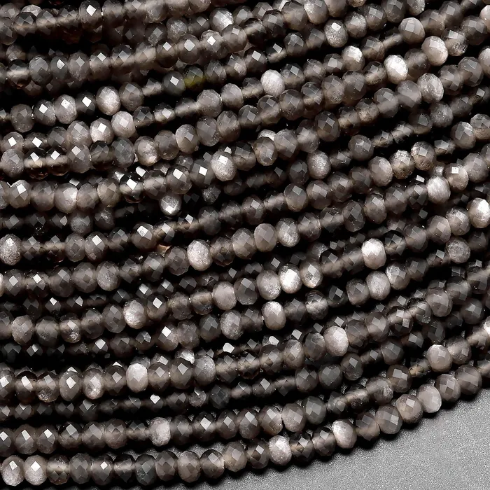 Necklaces Intrinsic Trading AAA Natural Silver Obsidian Faceted Rondelle Beads 3mm 155 Strand Necklaces Intrinsic Trading AAA Natural Silver Obsidian Faceted Rondelle Beads 3mm 155 Strand