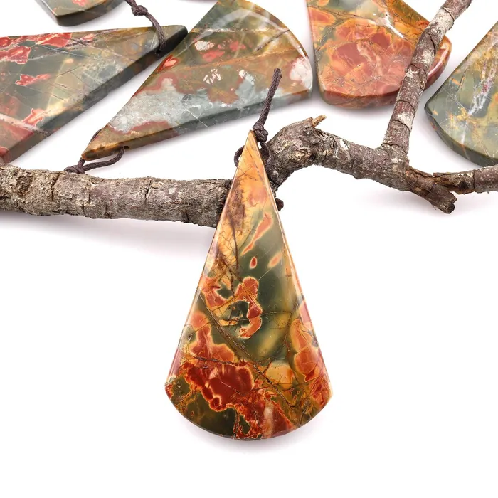 Necklaces Intrinsic Trading Natural Red Creek Jasper Pendant Side Drilled Long Triangle Fan Pendant Aka Multicolor Picasso Jasper Cherry Creek Jasper Bead Necklaces Intrinsic Trading Natural Red Creek Jasper Pendant Side Drilled Long Triangle Fan Pendant Aka Multicolor Picasso Jasper Cherry Creek Jasper Bead