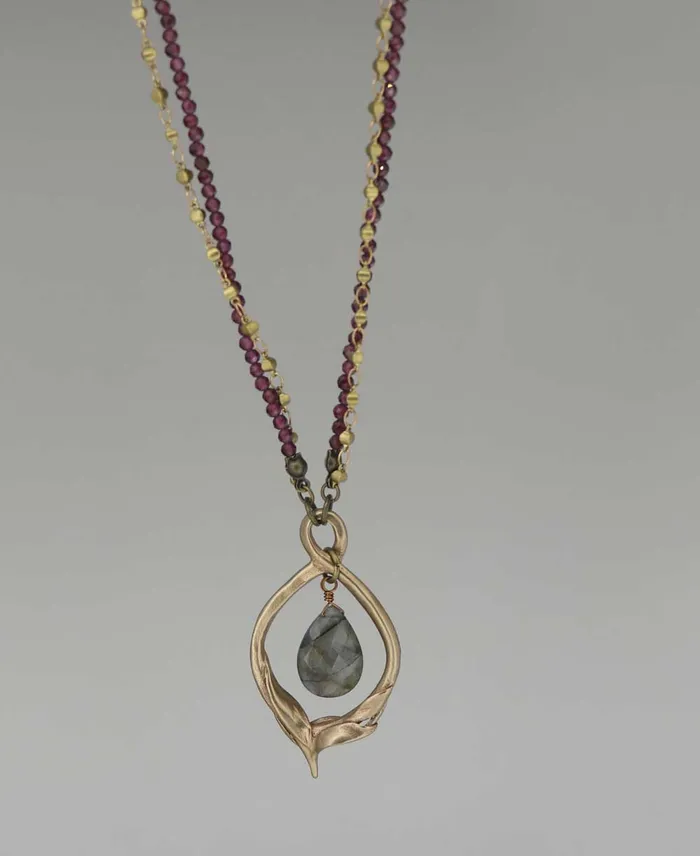 Necklaces Lotus Petal Necklace with Rhodolite Garnet Chain Buddha Groove