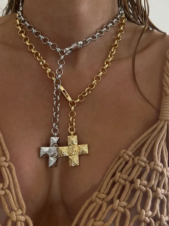 Necklaces Molten Cross Pendant Necklace Silver Luv Aj Necklaces Molten Cross Pendant Necklace Silver Luv Aj