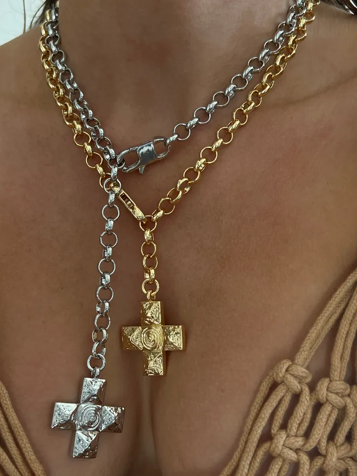 Necklaces Molten Cross Pendant Necklace Silver Luv Aj Necklaces Molten Cross Pendant Necklace Silver Luv Aj