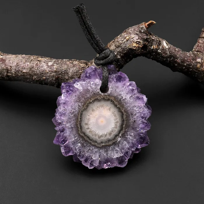 Necklaces Natural Purple Amethyst Stalactite Crystal Druzy Flower Blossom Pendant Intrinsic Trading Necklaces Natural Purple Amethyst Stalactite Crystal Druzy Flower Blossom Pendant Intrinsic Trading