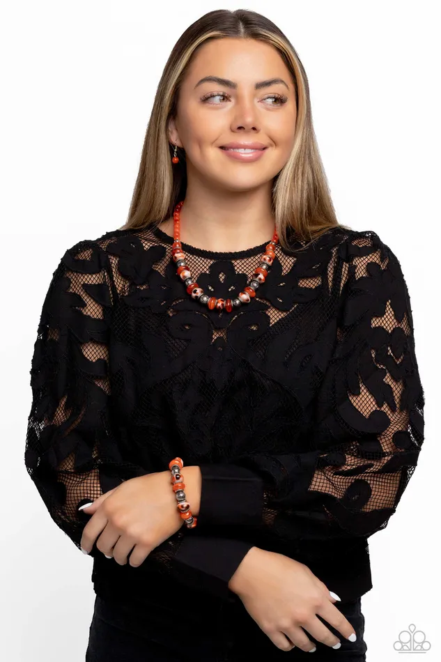 Necklaces Warped Whimsicality Orange Paparazzi Necklace All Eyes On U Jewelry Paparazzi Accessories