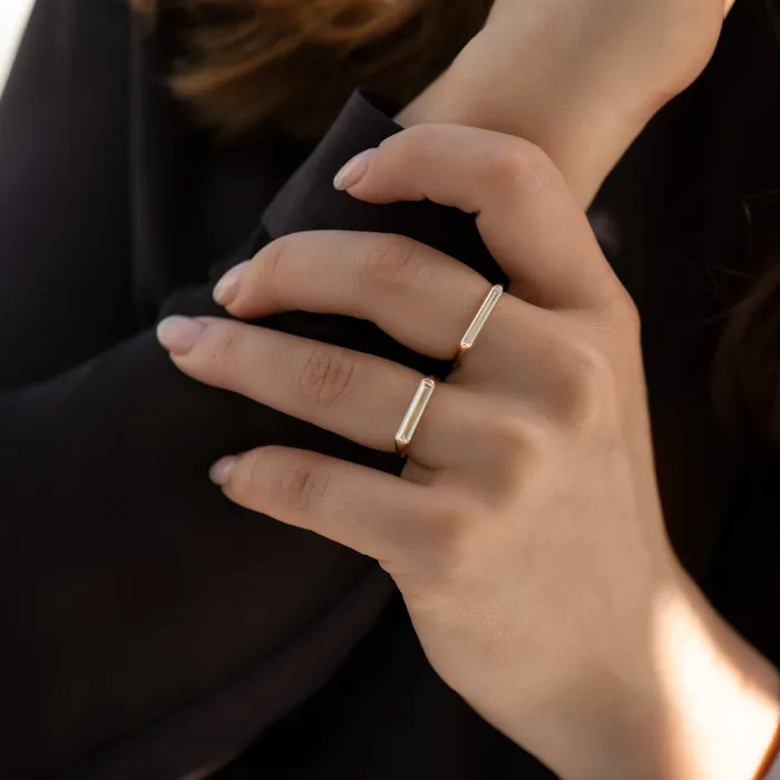 OOAK Baguette Diamond Solitaire Ring Minimalist Engagement Ring ARTEMER Rings