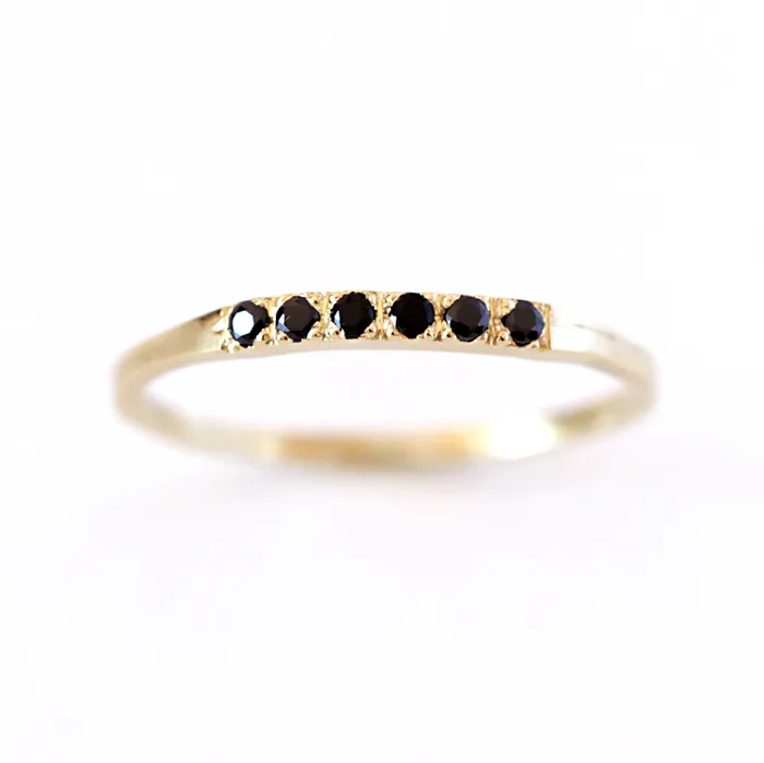 Pave Black Diamond Wedding Band Thin Diamond Band artemer Rings