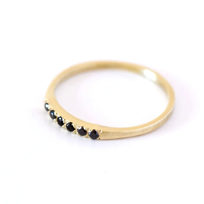 Pave Black Diamond Wedding Band Thin Diamond Band artemer Rings