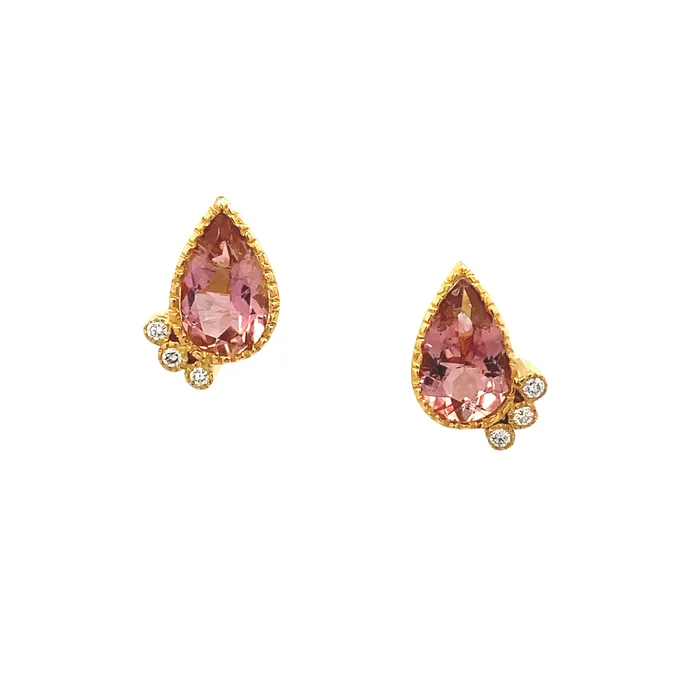 PreStyled Sets Q Evon 14k Gold Tourmaline and Diamond Studs