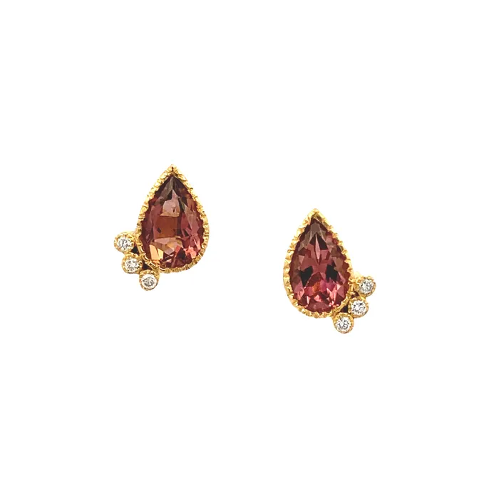 PreStyled Sets Q Evon 14k Gold Tourmaline and Diamond Studs