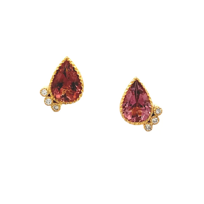 PreStyled Sets Q Evon 14k Gold Tourmaline and Diamond Studs