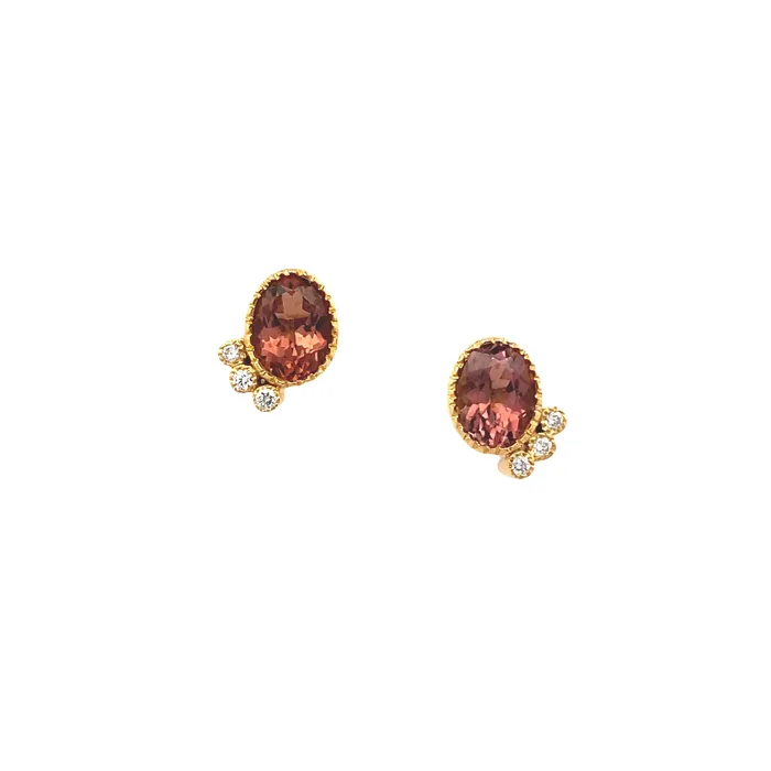 PreStyled Sets Q Evon 14k Gold Tourmaline and Diamond Studs