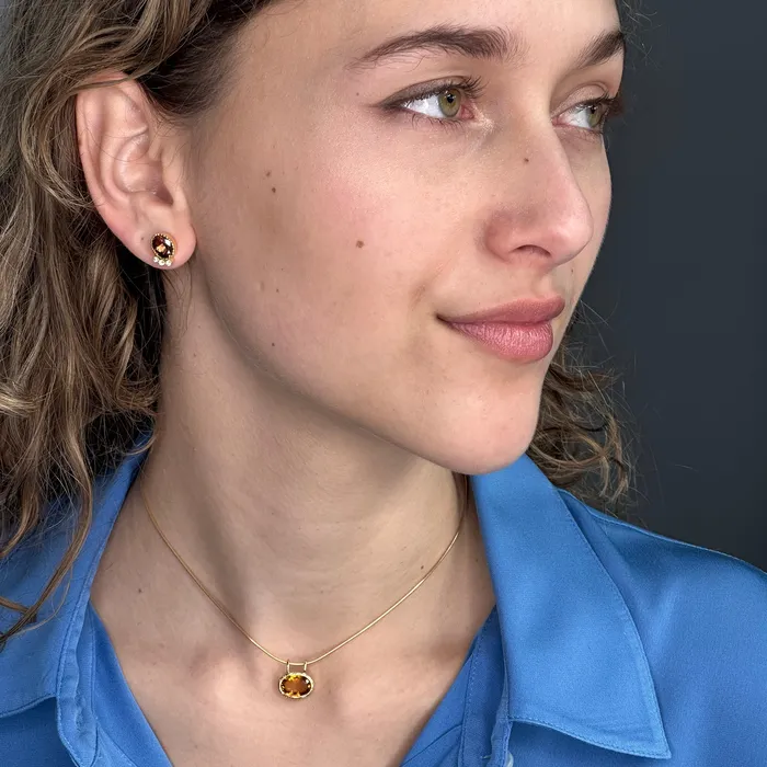PreStyled Sets Q Evon 14k Gold Tourmaline and Diamond Studs