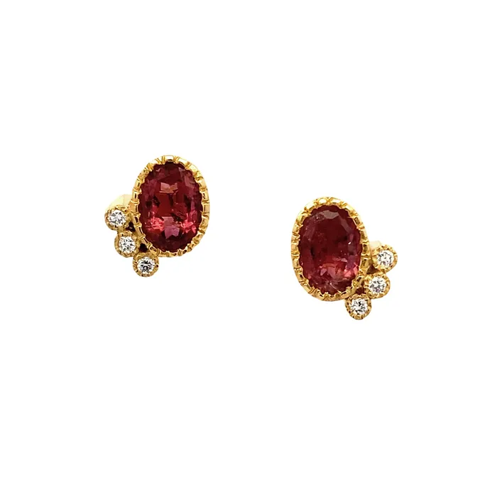 PreStyled Sets Q Evon 14k Gold Tourmaline and Diamond Studs