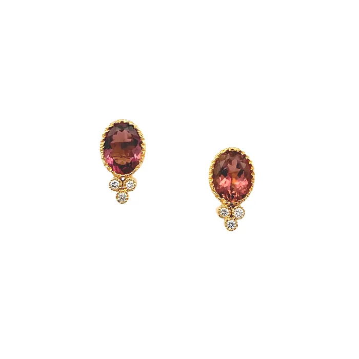 PreStyled Sets Q Evon 14k Gold Tourmaline and Diamond Studs