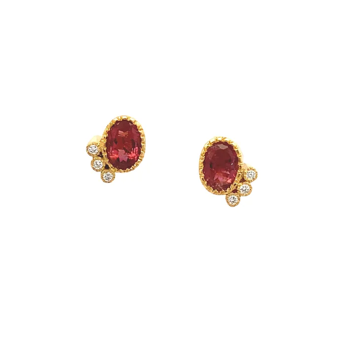 PreStyled Sets Q Evon 14k Gold Tourmaline and Diamond Studs
