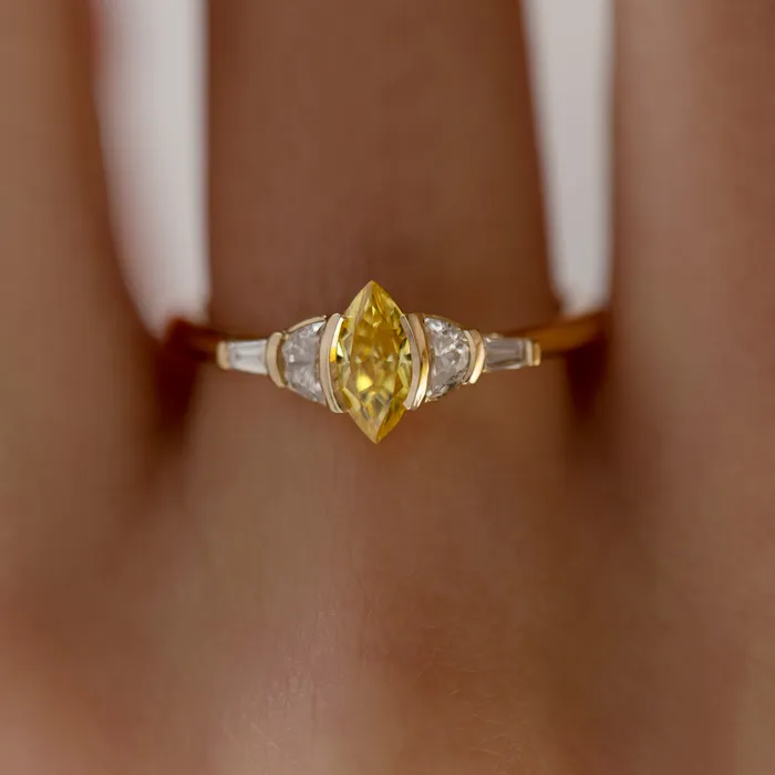 Rings ARTEMER Callisto OOAK Fancy Yellow Marquise Diamond Ring