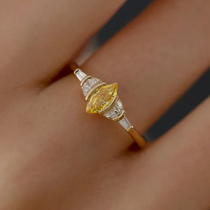 Rings ARTEMER Callisto OOAK Fancy Yellow Marquise Diamond Ring