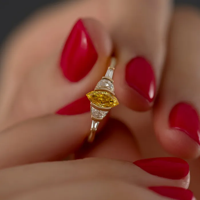 Rings ARTEMER Callisto OOAK Fancy Yellow Marquise Diamond Ring