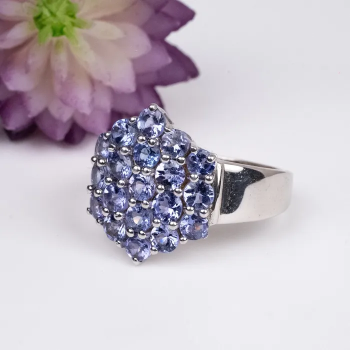 Rings InnerVision Crystals Tanzanite 3mm Cluster Ring 925 Silver Choose Size Rings InnerVision Crystals Tanzanite 3mm Cluster Ring 925 Silver Choose Size
