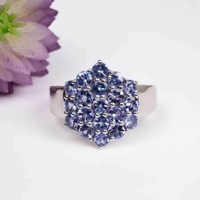 Rings InnerVision Crystals Tanzanite 3mm Cluster Ring 925 Silver Choose Size