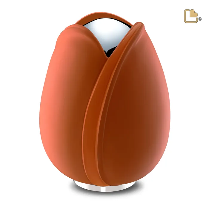 Rings LoveUrns Tulip Standard Adult Urn Orange Polished Silver