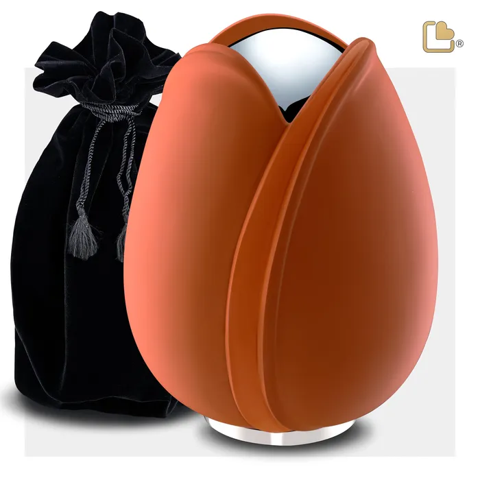 Rings LoveUrns Tulip Standard Adult Urn Orange Polished Silver