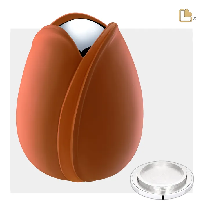 Rings LoveUrns Tulip Standard Adult Urn Orange Polished Silver