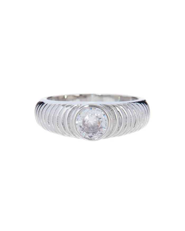 Rings Luv Aj Round Ridged Pyramid Cigar Ring Silver