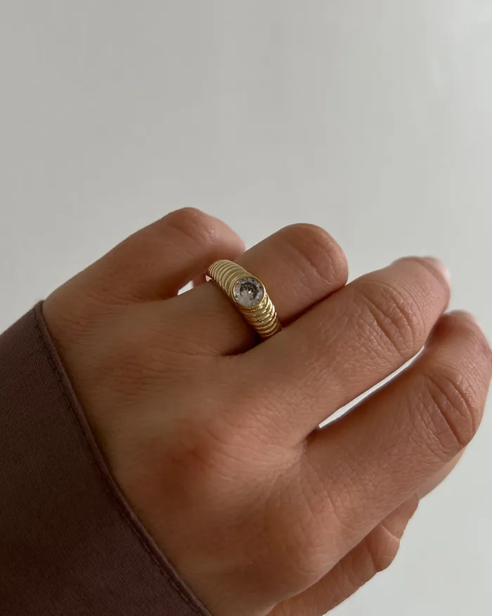 Rings Luv Aj Round Ridged Pyramid Cigar Ring Silver Rings Luv Aj Round Ridged Pyramid Cigar Ring Silver