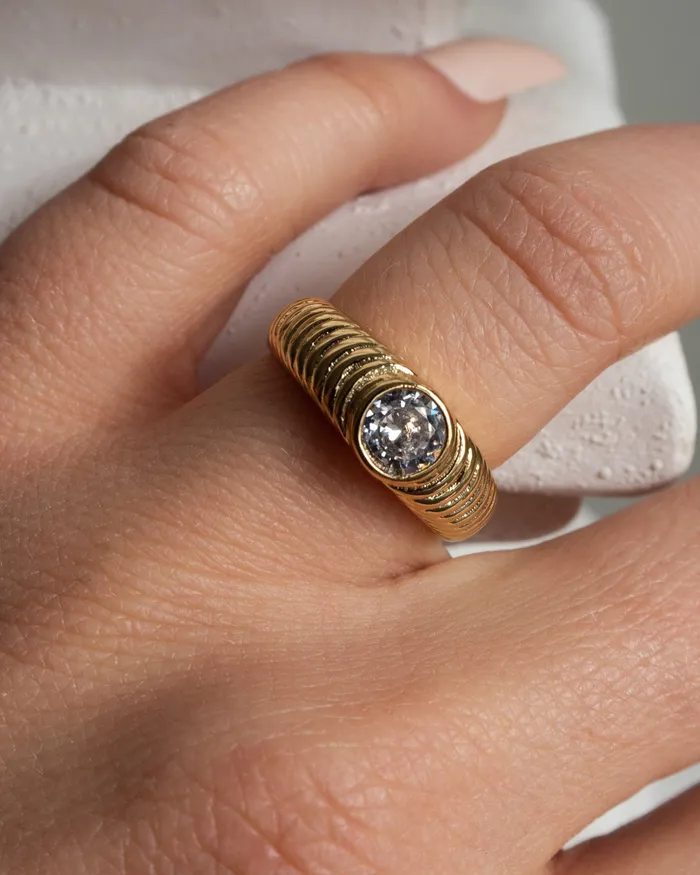 Rings Luv Aj Round Ridged Pyramid Cigar Ring Silver Rings Luv Aj Round Ridged Pyramid Cigar Ring Silver