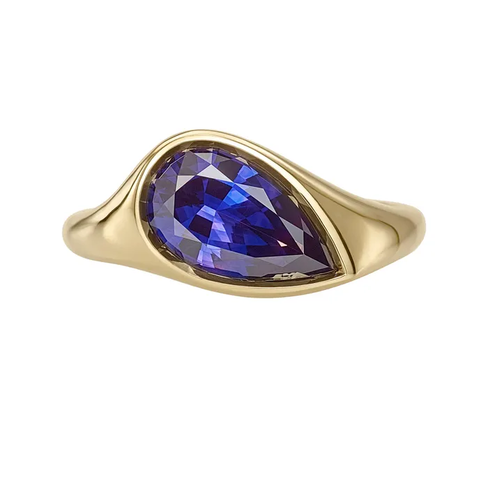 Rings Pear Shape Sapphire Solitaire Ring in Violet Purple ARTEMER