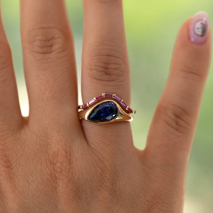 Rings Pear Shape Sapphire Solitaire Ring in Violet Purple ARTEMER