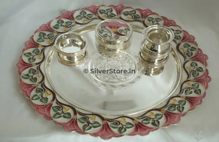 Rings silversrorein Silver Pooja Thali 925 BIS Hallmarked