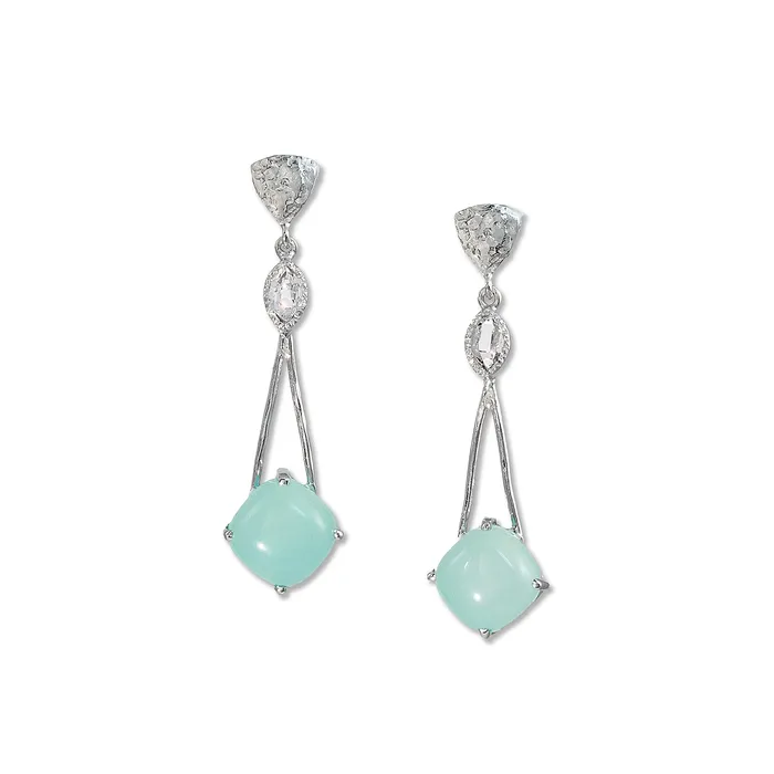 Silver Triangle Drop Chalcedony Earrings Q Evon Earrings