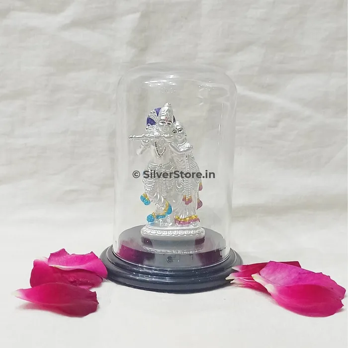 silversrorein 999 Pure Silver Radha Krishna Idol RK3 Rings