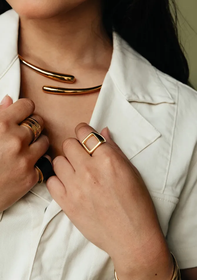 SOKO Rings Open Square Statement Ring