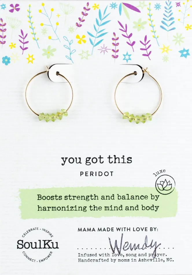 SoulKu Earrings Peridot Gold Hoop Earrings for You Got This