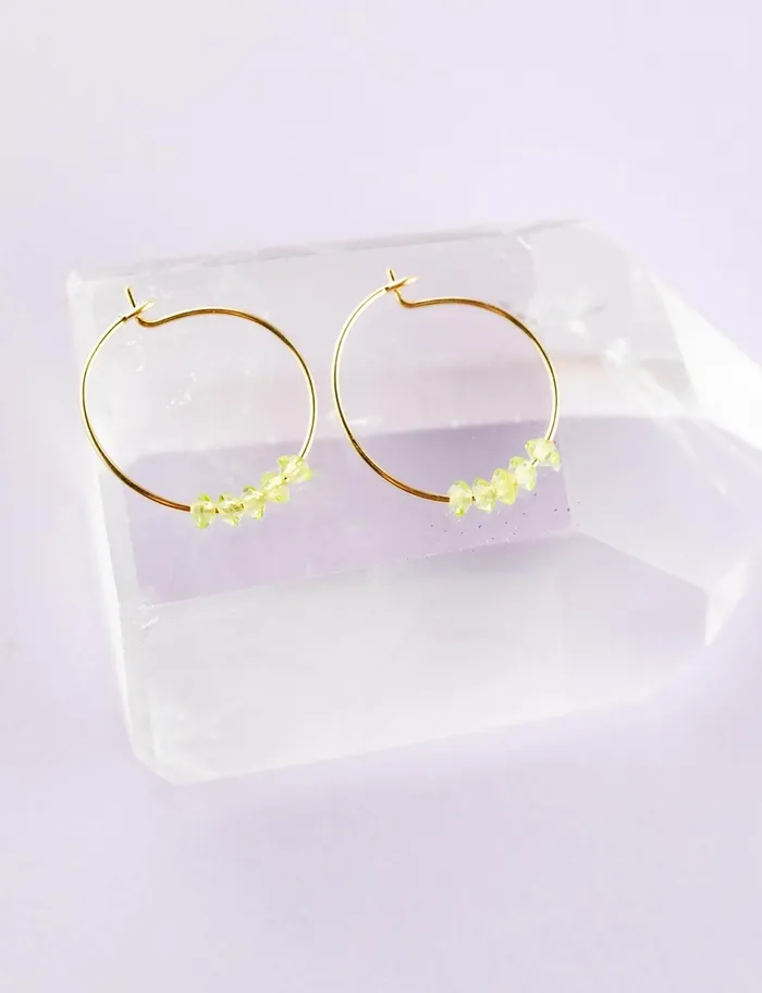SoulKu Earrings Peridot Gold Hoop Earrings for You Got This