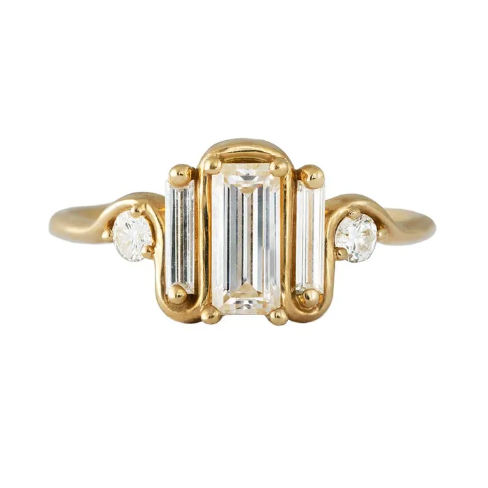 Triple Baguette Diamond Wave Ring ARTEMER Rings