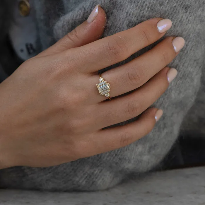Triple Baguette Diamond Wave Ring ARTEMER Rings