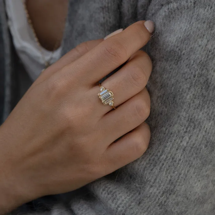 Triple Baguette Diamond Wave Ring ARTEMER Rings