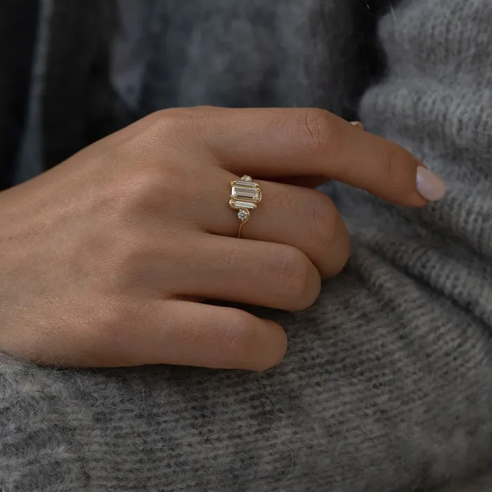 Triple Baguette Diamond Wave Ring ARTEMER Rings