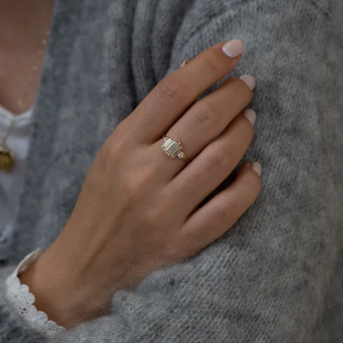 Triple Baguette Diamond Wave Ring ARTEMER Rings
