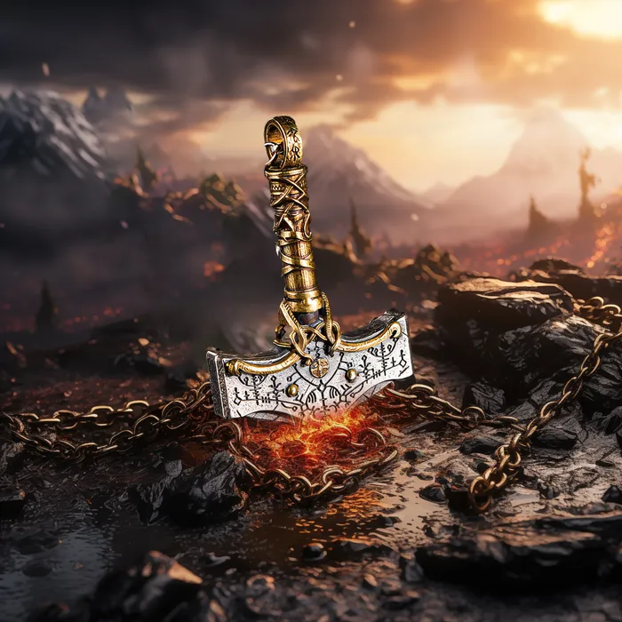 Viking Trinkets Necklaces Mythic Mjlnir Sterling Silver Necklace