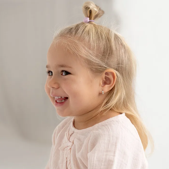 14k Gold Opal Pronged 7mm Baby Toddler Kids Earrings Hoop Baby Hoop Earrings Earrings