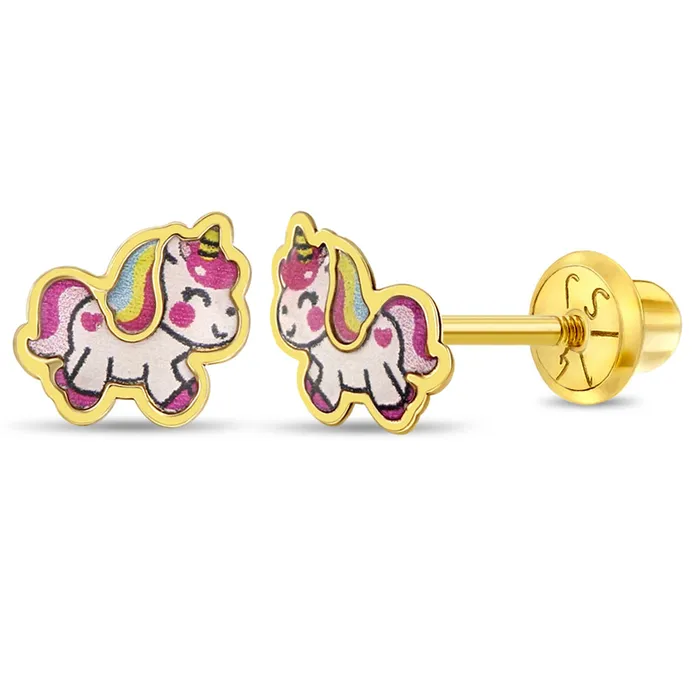 14k Gold Simply Unicorn Baby Toddler Kids Earrings Safety Screw Back Enamel Kids Screw Back Earrings Earrings 14k Gold Simply Unicorn Baby Toddler Kids Earrings Safety Screw Back Enamel Kids Screw Back Earrings Earrings