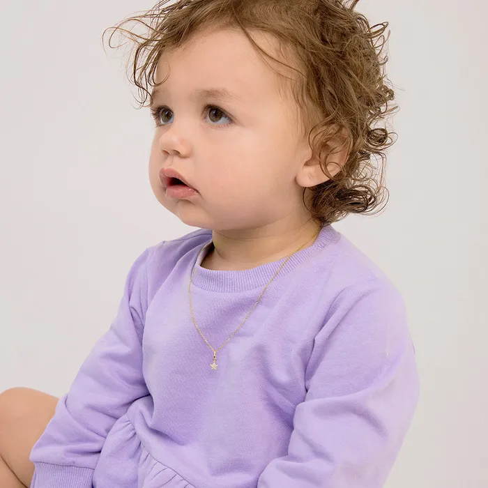 14k Gold Tiny CZ Encrusted Star Clear Baby Toddler Kids PendantNecklace Baby Pendants Necklaces Necklaces