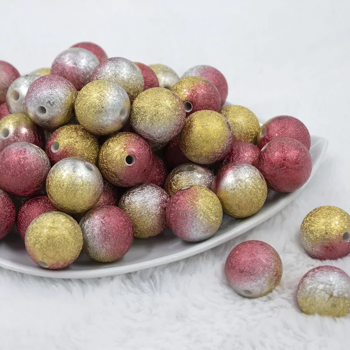 20mm Red Gold Silver Stardust Ombre Shimmer Bubblegum Beads The BumbleBead Company Earrings 20mm Red Gold Silver Stardust Ombre Shimmer Bubblegum Beads The BumbleBead Company Earrings
